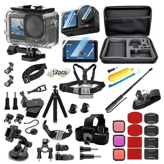 55 in 1 Camera Mount Accessory Kit for DJI Osmo Action 5 Pro / 4 / 3 Waterproof Housing with Filters Set