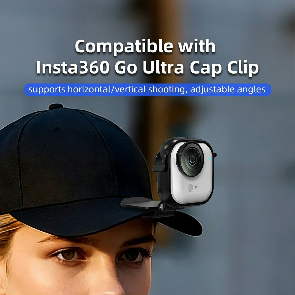FLYMILE For Insta360 Go Ultra Cap Clip Camera Mount Baseball Hat Clip Sports Camera POV Vlog Mount