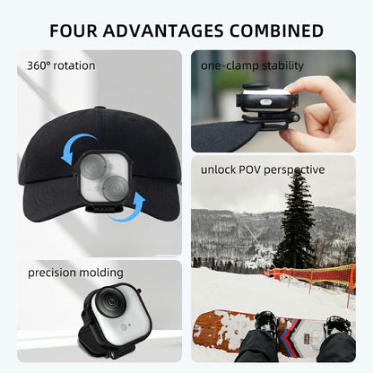 FLYMILE For Insta360 Go Ultra Cap Clip Camera Mount Baseball Hat Clip Sports Camera POV Vlog Mount