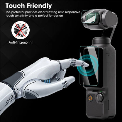 2 Sets For DJI Osmo Pocket 3 Camera Screen Film + Lens Film Tempered Glass 9H Hardness Screen Protectors