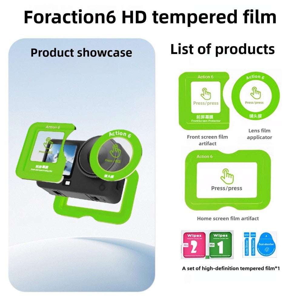 For DJI Osmo Action 6 Home Screen Film + Front Screen Film + Lens Protector Tempered Glass Camera Film Set