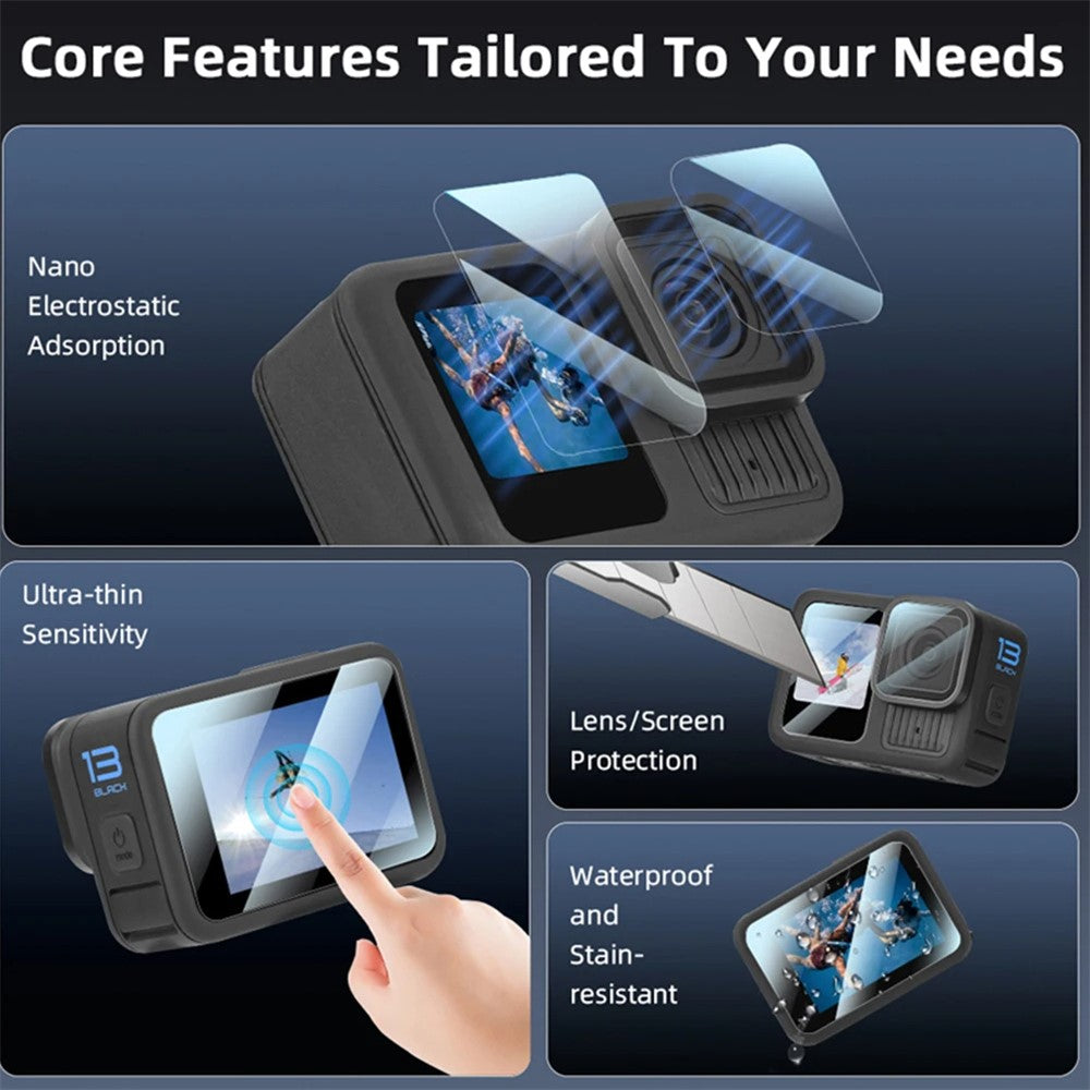2 Sets for GoPro Hero 13 Home Screen Film + Front Screen Film + Lens Protector Tempered Glass Camera Film Set