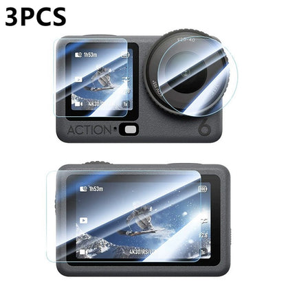 3 Sets for DJI Osmo Action 6 Home Screen Film + Front Screen Film + Lens Protector Tempered Glass Camera Film Set