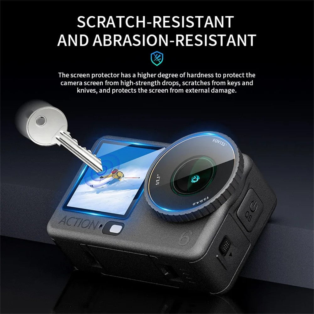 3 Sets for DJI Osmo Action 6 Home Screen Film + Front Screen Film + Lens Protector Tempered Glass Camera Film Set