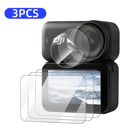 3 Sets For DJI Osmo Nano Tempered Glass Screen Film + Soft PE Lens Protector Camera Film Set