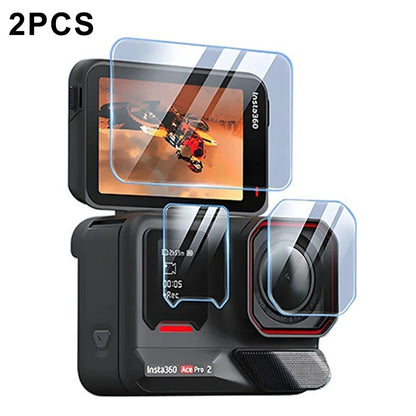 2 Sets for Insta360 Ace Pro 2 Home Screen Film + Front Screen Film + Lens Protector Tempered Glass Camera Film Set