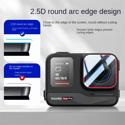 2 Sets for Insta360 Ace Pro Home Screen Film + Front Screen Film + Lens Protector Tempered Glass Camera Film Set
