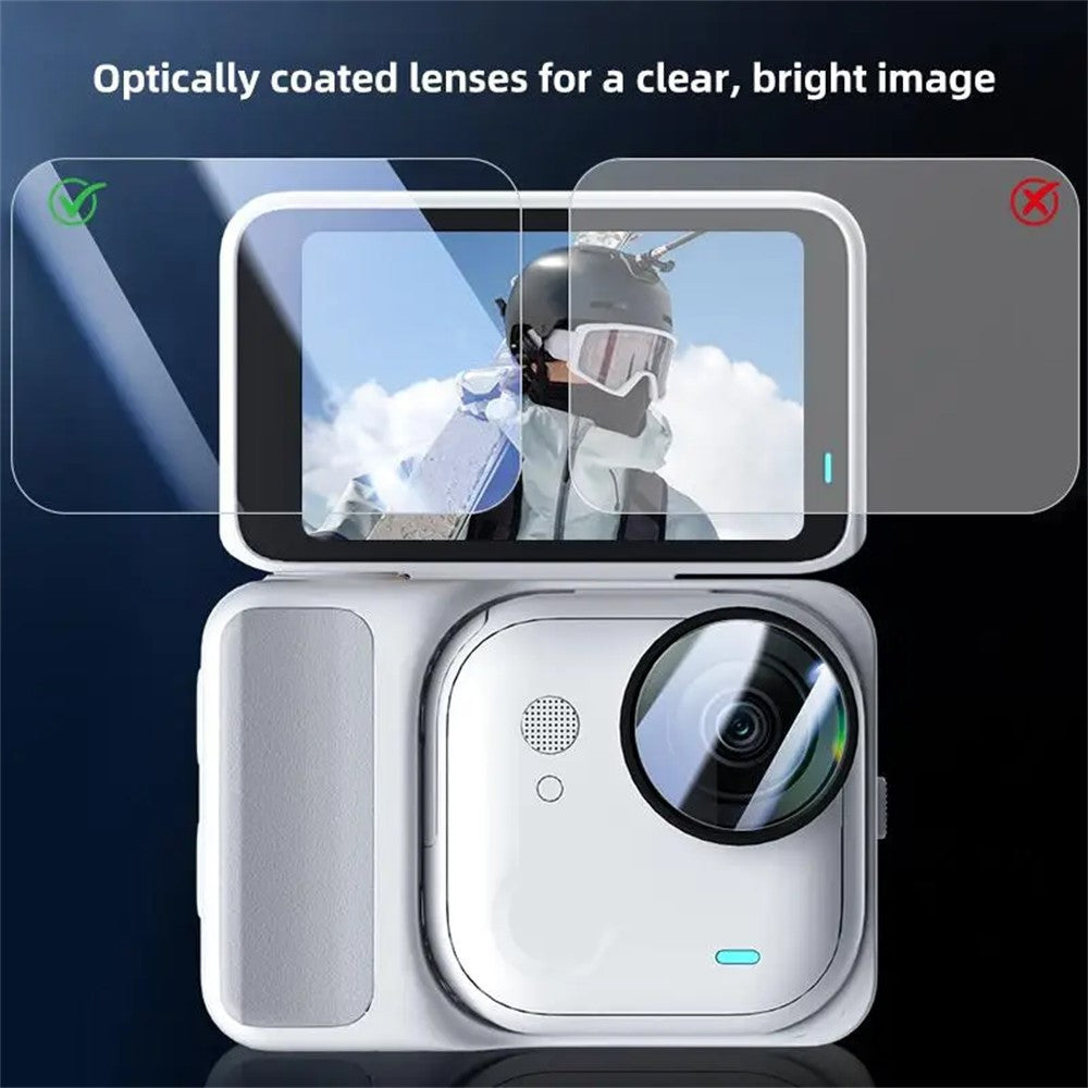 2 Sets For Insta360 Go Ultra Tempered Glass Screen Film + Soft PET Lens Protector Camera Film Set