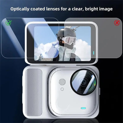 2 Sets For Insta360 Go Ultra Tempered Glass Screen Film + Soft PET Lens Protector Camera Film Set