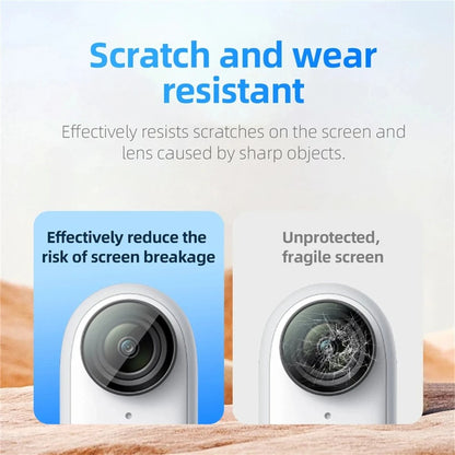 2 Sets For Insta360 GO 3S Camera Screen Film + Lens Film Tempered Glass 9H Hardness Screen Protectors