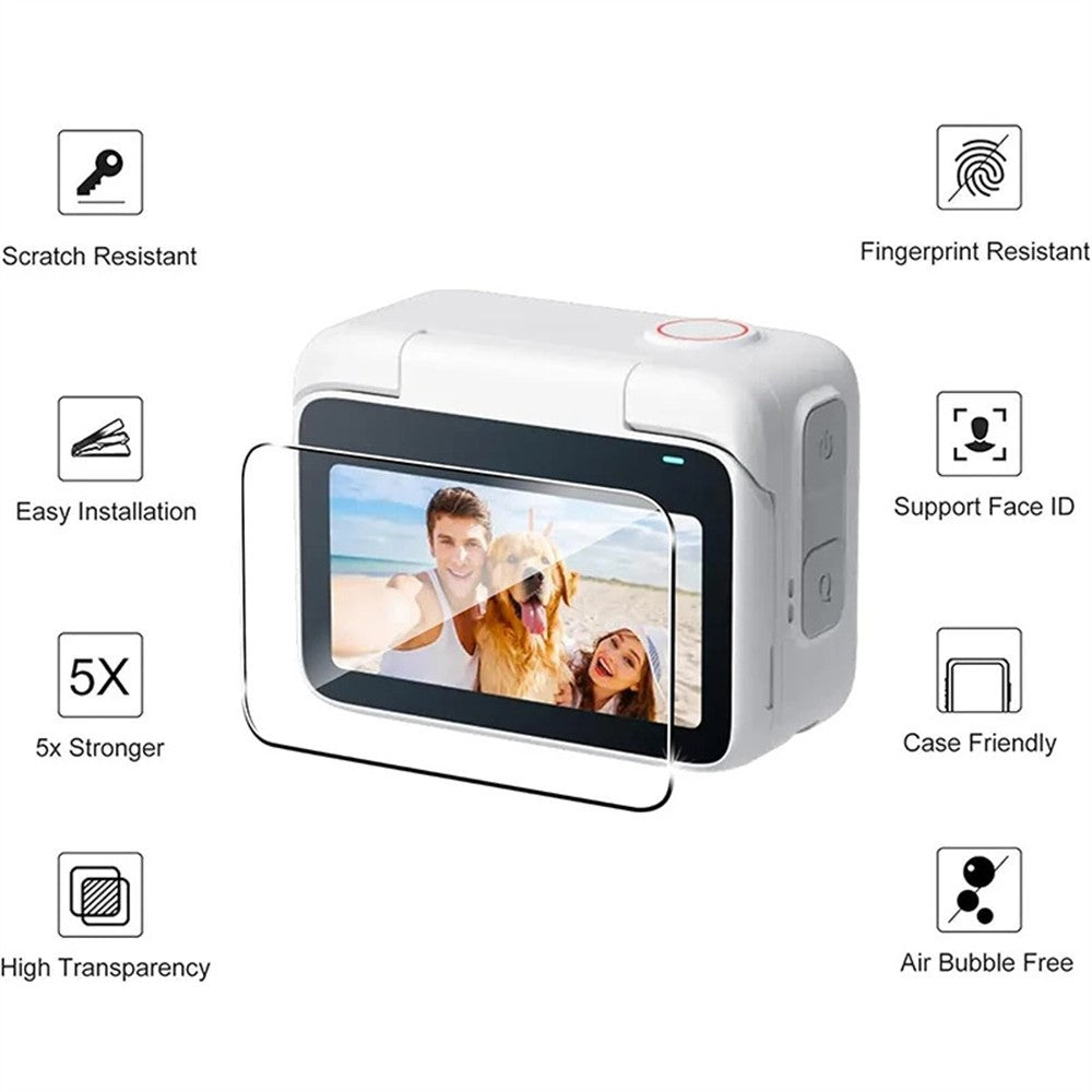 2 Sets For Insta360 GO 3S Camera Screen Film + Lens Film Tempered Glass 9H Hardness Screen Protectors