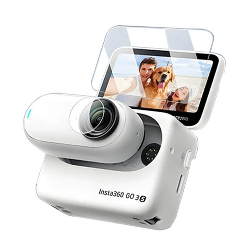 2 Sets For Insta360 GO 3S Camera Screen Film + Lens Film Tempered Glass 9H Hardness Screen Protectors