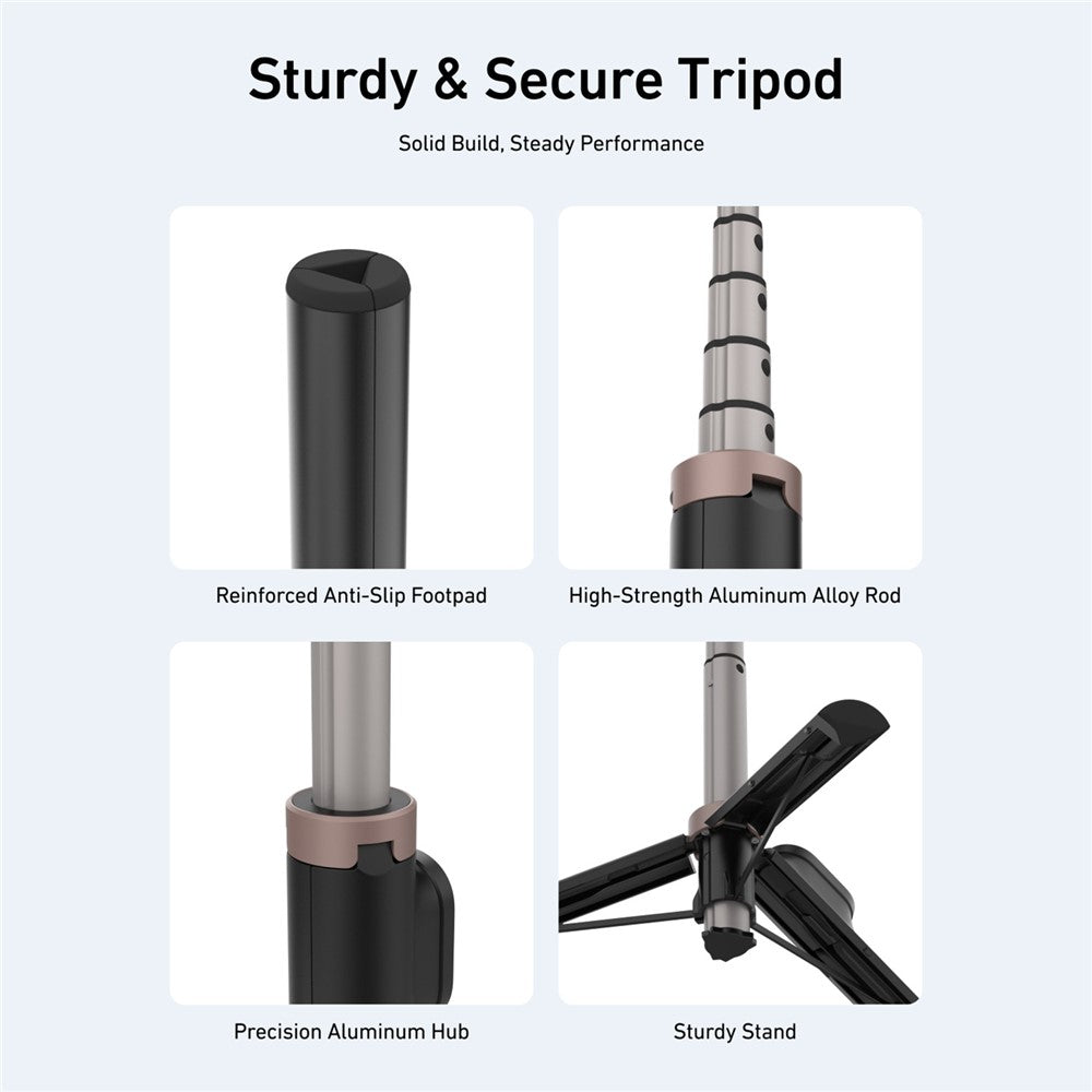 TELESIN S1-CSS-08 Vlog Selfie Stick for GoPro Hero 13 / 13 / 11 / DJI Osmo 360 Aluminum Alloy Tripod with Remote Control