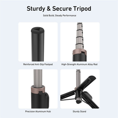 TELESIN S1-CSS-08 Vlog Selfie Stick for GoPro Hero 13 / 13 / 11 / DJI Osmo 360 Aluminum Alloy Tripod with Remote Control