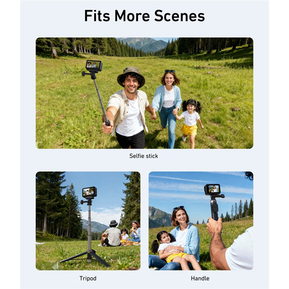 TELESIN S1-CSS-08 Vlog Selfie Stick for GoPro Hero 13 / 13 / 11 / DJI Osmo 360 Aluminum Alloy Tripod with Remote Control