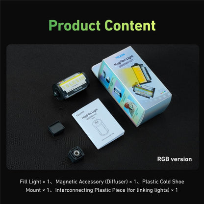 TELESIN S5-BGD-16 MagFilm Fill Light for DJI Action 6 / 5 / Pocket 3 Magnetic Cold Shoe RGB Color LED Light