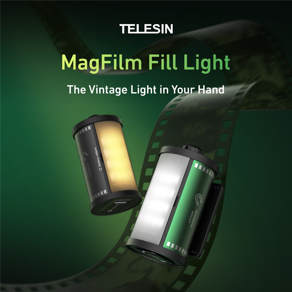 TELESIN S5-BGD-14 MagFilm Fill Light for DJI Osmo Action 6 /  Action 5 / Pocket 3 , Cold Shoe Mount Dual Color Temperature Video Light