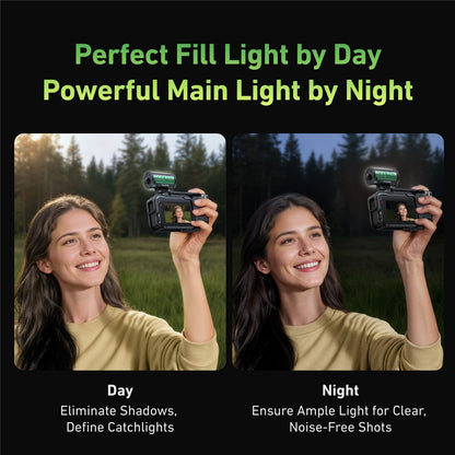 TELESIN S5-BGD-14 MagFilm Fill Light for DJI Osmo Action 6 /  Action 5 / Pocket 3 , Cold Shoe Mount Dual Color Temperature Video Light