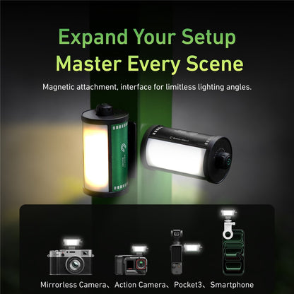 TELESIN S5-BGD-14 MagFilm Fill Light for DJI Osmo Action 6 /  Action 5 / Pocket 3 , Cold Shoe Mount Dual Color Temperature Video Light