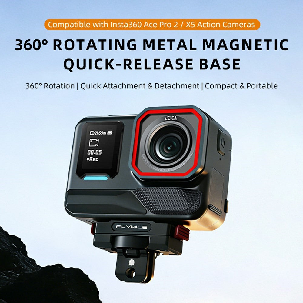 FLYMILE For Insta360 Ace Pro / X5 Aluminum Alloy Base Rotary Magnetic Quick Release Base