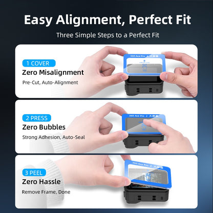 FLYMILE 1 Set For Insta360 Ace Pro 2 Camera Tempered Glass Screen Protector Front Rear Lens Film