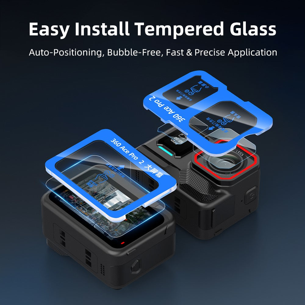 FLYMILE 1 Set For Insta360 Ace Pro 2 Camera Tempered Glass Screen Protector Front Rear Lens Film