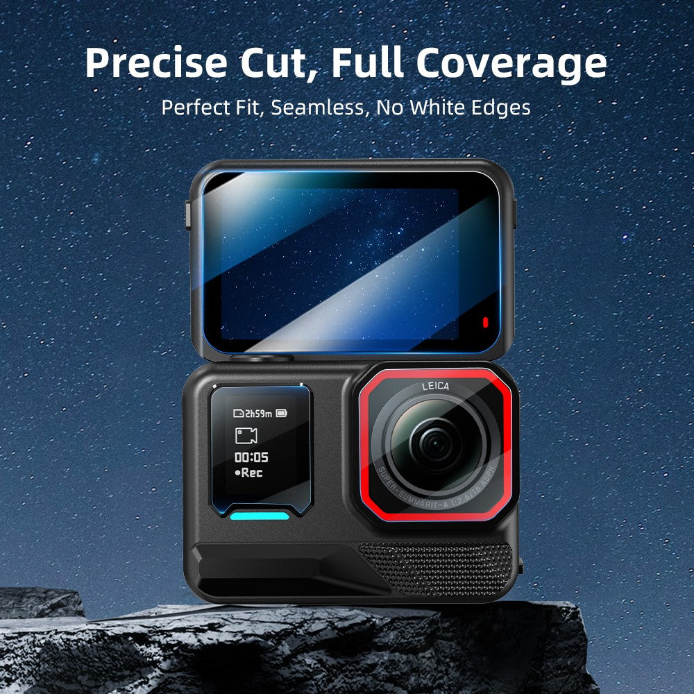 FLYMILE 1 Set For Insta360 Ace Pro 2 Camera Tempered Glass Screen Protector Front Rear Lens Film