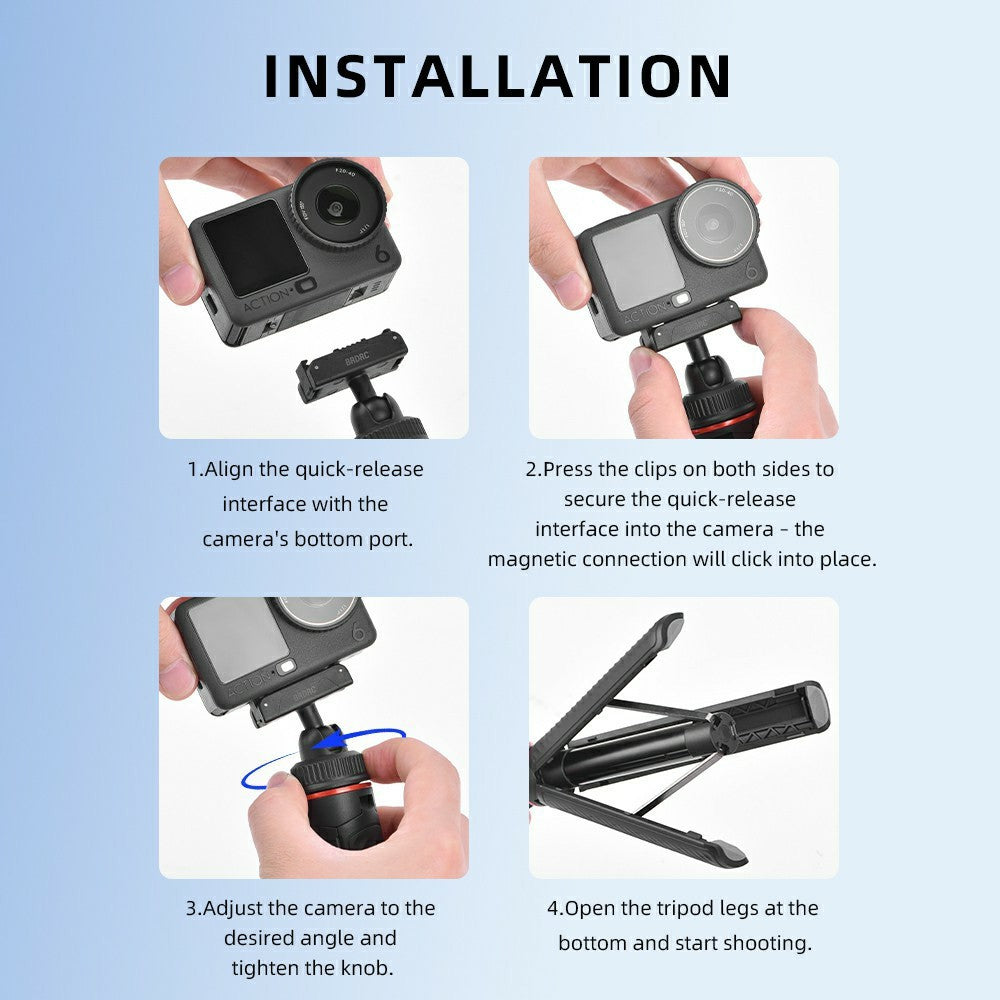 BRDRC For DJI Osmo Action 6 / Osmo Nano Magnetic Tripod Rotation Telescopic Selfie Stick Aluminum Alloy Stand