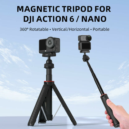 BRDRC For DJI Osmo Action 6 / Osmo Nano Magnetic Tripod Rotation Telescopic Selfie Stick Aluminum Alloy Stand