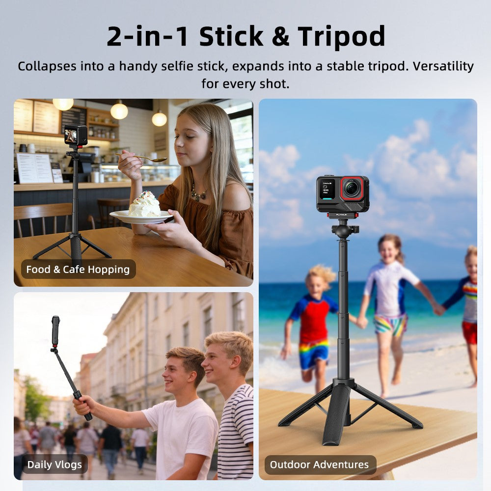 FLYMILE Magnetic Quick-Release Tripod for Insta360 Ace Pro 1  /  2  /  ACE  /  X5 2-in-1 Selfie Stick Telescopic Pole Tripod with Ball Head