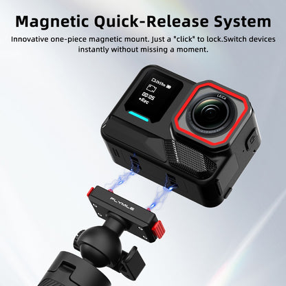 FLYMILE Magnetic Quick-Release Tripod for Insta360 Ace Pro 1  /  2  /  ACE  /  X5 2-in-1 Selfie Stick Telescopic Pole Tripod with Ball Head