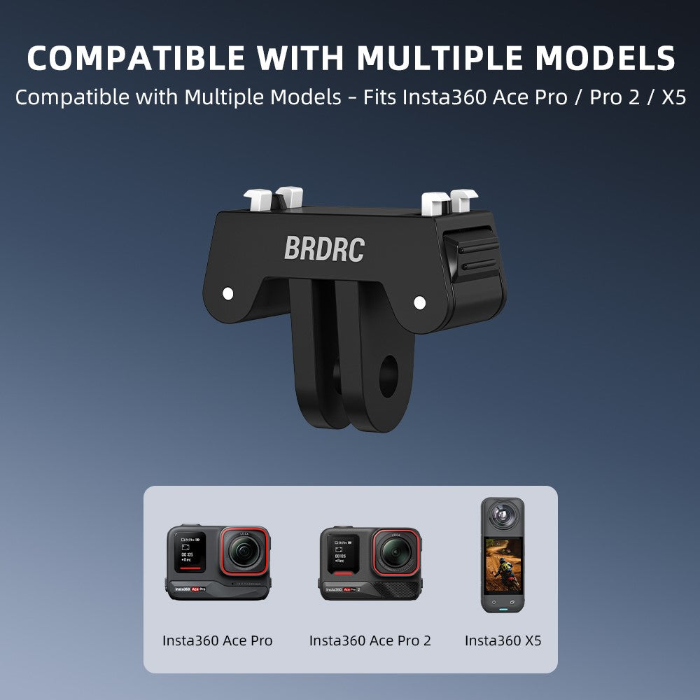 BRDRC Quick-Release Base for Insta360 Ace Pro 1  /  Pro 2 Plastic Magnetic Camera Mount Adapter with Dual-Claw Interface