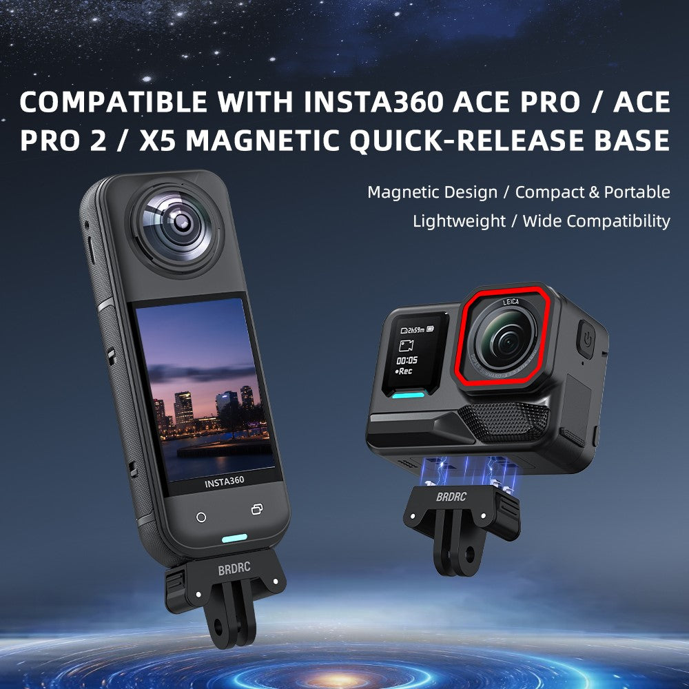 BRDRC Quick-Release Base for Insta360 Ace Pro 1  /  Pro 2 Plastic Magnetic Camera Mount Adapter with Dual-Claw Interface