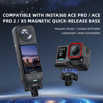 BRDRC Quick-Release Base for Insta360 Ace Pro 1  /  Pro 2 Plastic Magnetic Camera Mount Adapter with Dual-Claw Interface