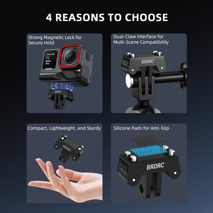 BRDRC Quick-Release Base for Insta360 Ace Pro 1  /  Pro 2 Plastic Magnetic Camera Mount Adapter with Dual-Claw Interface