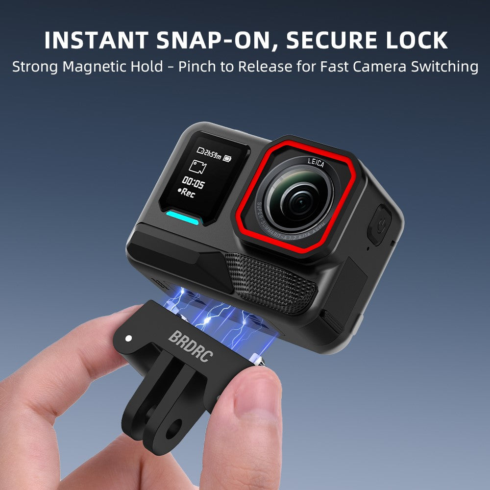 BRDRC Quick-Release Base for Insta360 Ace Pro 1  /  Pro 2 Plastic Magnetic Camera Mount Adapter with Dual-Claw Interface