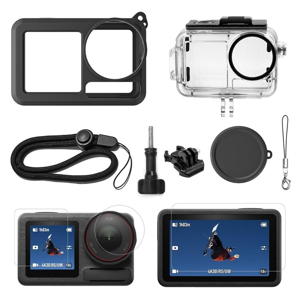 Camera Case Accessory Kit for DJI Osmo Action 5 Pro  /  4  /  3 Waterproof Case Tempered Glass Screen Protector Silicone Cover