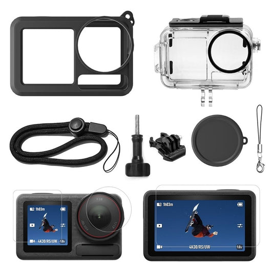 Camera Case Accessory Kit for DJI Osmo Action 5 Pro  /  4  /  3 Waterproof Case Tempered Glass Screen Protector Silicone Cover