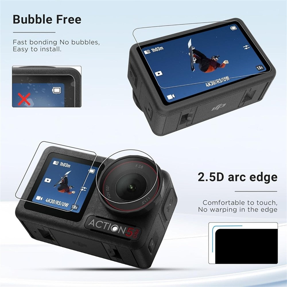 Camera Case Accessory Kit for DJI Osmo Action 5 Pro  /  4  /  3 Waterproof Case Tempered Glass Screen Protector Silicone Cover