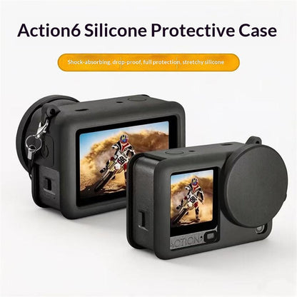 For DJI Osmo Action 6 Waterproof Case + Tempered Glass Film + Silicone Cover Accessory Kit Camera Shockproof 30m Underwater Protection Kit