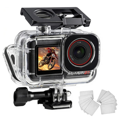 Waterproof Camera Case for DJI Osmo Action 5 Pro  /  4  /  3 Protective Cover with Dual Cold Shoe Mount Anti Fog Inserts