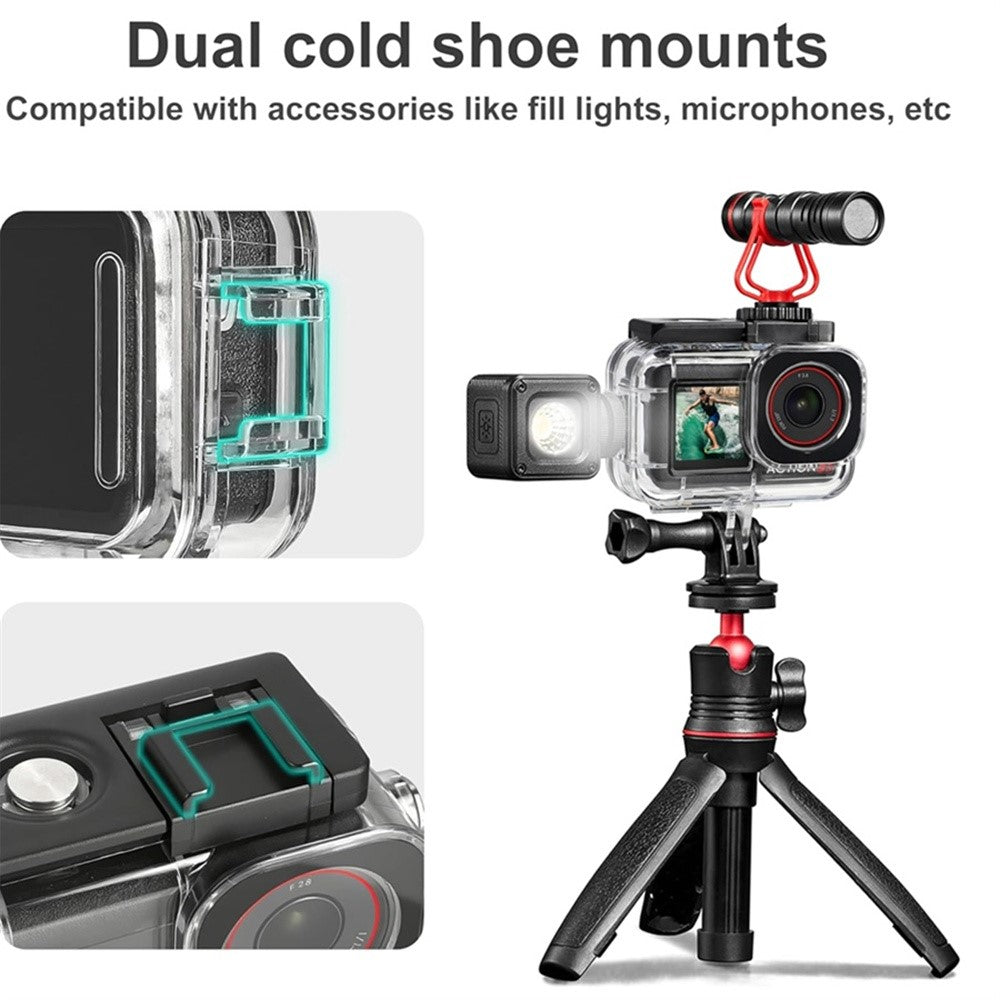 Waterproof Camera Case for DJI Osmo Action 5 Pro  /  4  /  3 Protective Cover with Dual Cold Shoe Mount Anti Fog Inserts