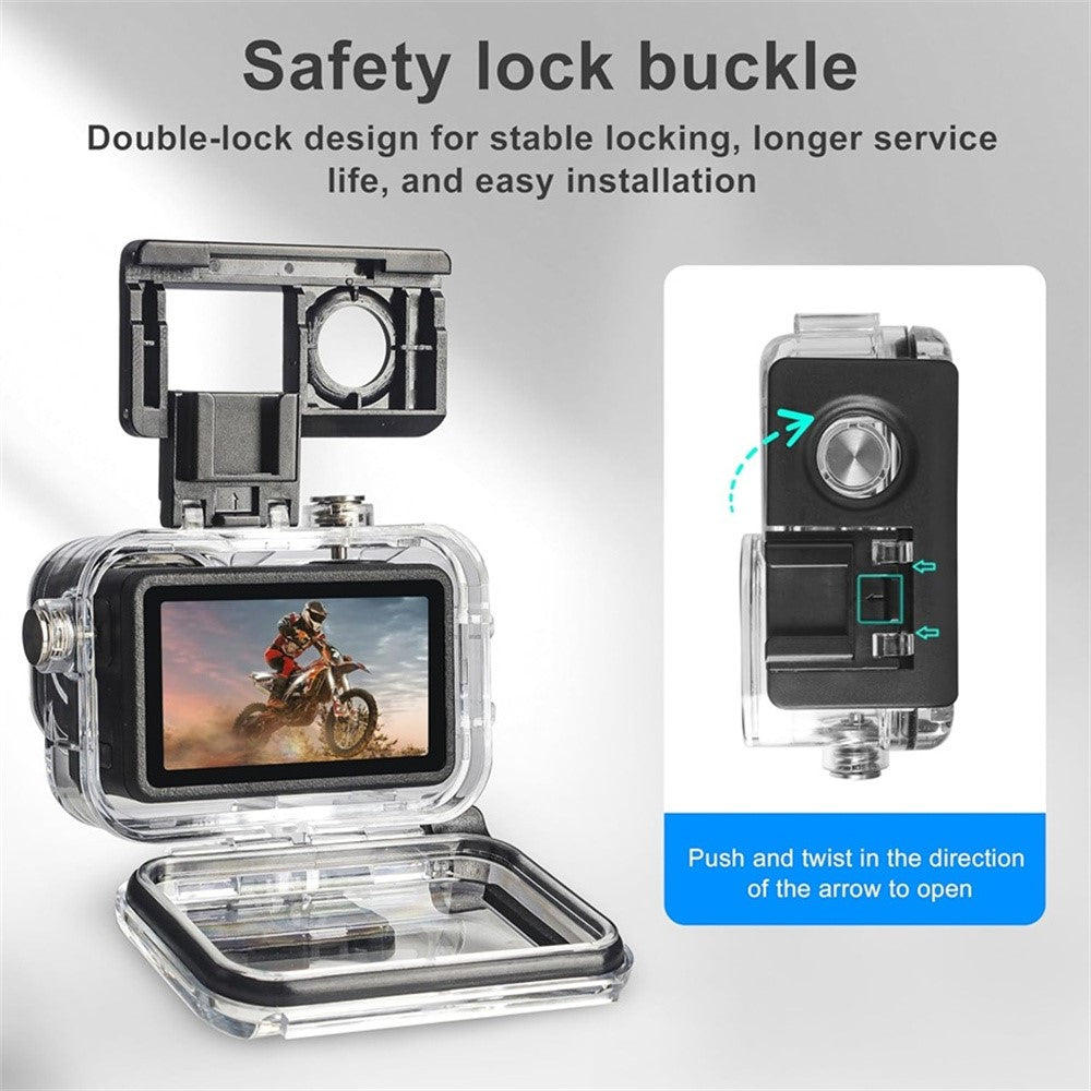 Waterproof Camera Case for DJI Osmo Action 5 Pro  /  4  /  3 Protective Cover with Dual Cold Shoe Mount Anti Fog Inserts