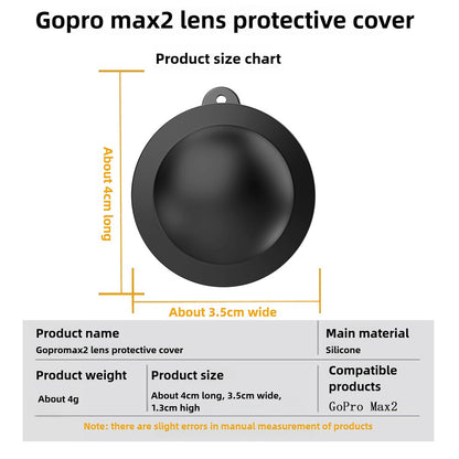 2Pcs Lens Protective Cover for GoPro MAX2 Silicone Shockproof Anti-scratch Camera Protection Cap