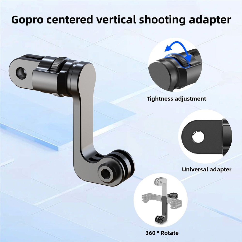 360 Degree Rotating Mount for GoPro Hero 11  /  12  /  13 Aluminum Alloy Vertical Horizontal Adapter Stand with Long Screw