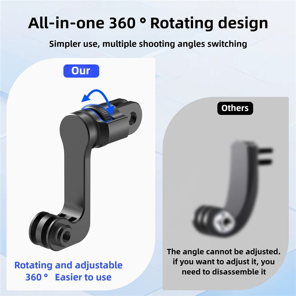 360 Degree Rotating Mount for GoPro Hero 11  /  12  /  13 Aluminum Alloy Vertical Horizontal Adapter Stand with Long Screw