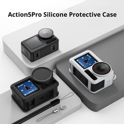 Silicone Case for DJI Osmo Action 3  /  4  /  5 Pro Shockproof Anti-scratch Lens Cap Body Protective Cover