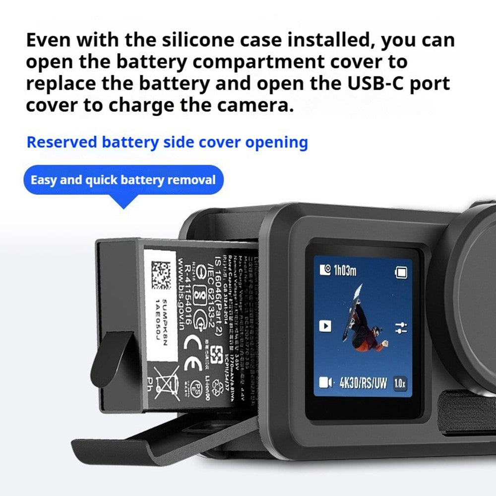 Silicone Case for DJI Osmo Action 3  /  4  /  5 Pro Shockproof Anti-scratch Lens Cap Body Protective Cover