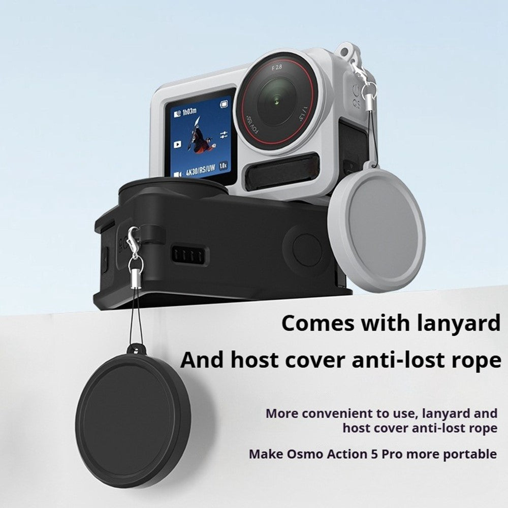 Silicone Case for DJI Osmo Action 3  /  4  /  5 Pro Shockproof Anti-scratch Lens Cap Body Protective Cover