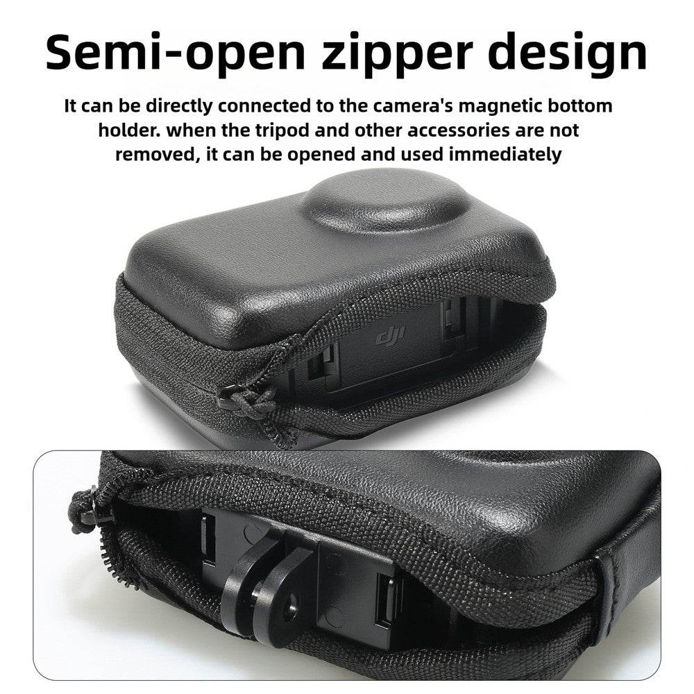 Semi-Open Hard Shell Case for DJI Osmo Action 5 Pro PU Leather Storage Bag Shockproof Portable Carrying Pouch